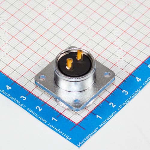 WS20K2Z1 - цилиндрический разъём 20мм с резьбовым соединением: гнездовая розетка на панель с квадратным фланцем (2 конт._Ø1мм, 500В, 10А) - производство CiXu