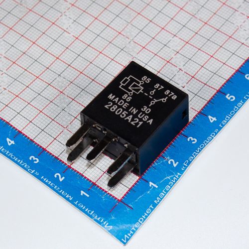 G8V-RH-1C7T-R-DC12 - миниатюрное автомобильное реле высокой мощности (DC 12В/супрессионный R=680Ω, 1хC {SPDT} NO_35A@NC_20A/16В DC_сплав Ag, пылезащитное, OMRON, черный, 22.5х15х25.5мм, Micro 280 terminal_Plug-in-5)