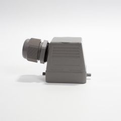 H6B-TSH-PG21 - корпус металлический для разъема HE-006-M/F на кабель, высокий, с боковым вводом PG21 (IP65, кабель Ø13÷18мм) - производство HAOGNCN