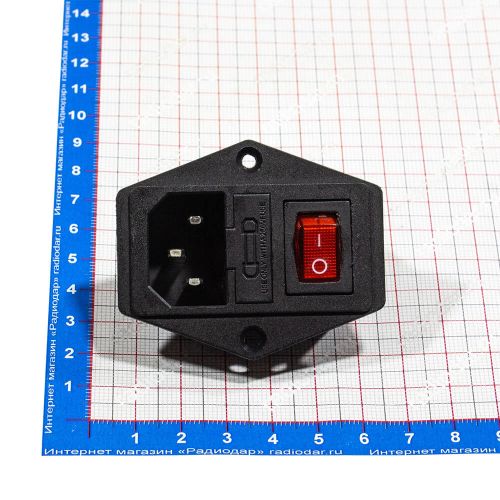 Модуль блока розетки с предохранителем и выключателем на панель (250В, 10А, IEC 320 AC-01) -модель 1