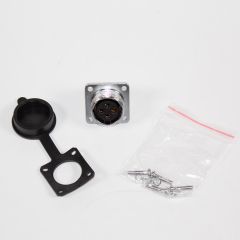 WS20K4Z1 - цилиндрический разъём 20мм с резьбовым соединением: гнездовая розетка на панель с квадратным фланцем (4 конт._Ø1мм, 500В, 10А) - производство CiXu