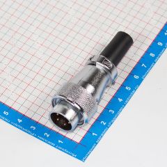 WS20J5TQ1 - цилиндрический разъём 20мм с резьбовым соединением: вилочный штекер на кабель (5 конт._Ø1мм, 500В, 10А) - производство CiXu