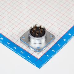 WS20K5Z1 - цилиндрический разъём 20мм с резьбовым соединением: гнездовая розетка на панель с квадратным фланцем (5 конт._Ø1мм, 500В, 10А) - производство CiXu