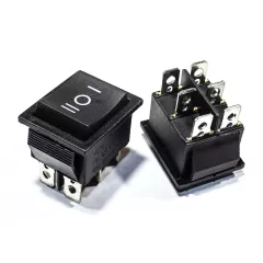 KCD4-203 - 3-х позиционный клавишный переключатель ВКЛ-ВЫКЛ-ВКЛ (2 групп.*250В, 16А, 6-пин ON-OFF-ON) - KCD4-101/6PD