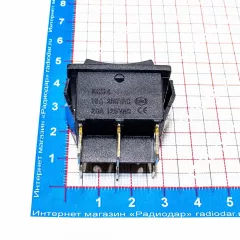 KCD4-203 - 3-х позиционный клавишный переключатель ВКЛ-ВЫКЛ-ВКЛ (2 групп.*250В, 16А, 6-пин ON-OFF-ON) - KCD4-101/6PD