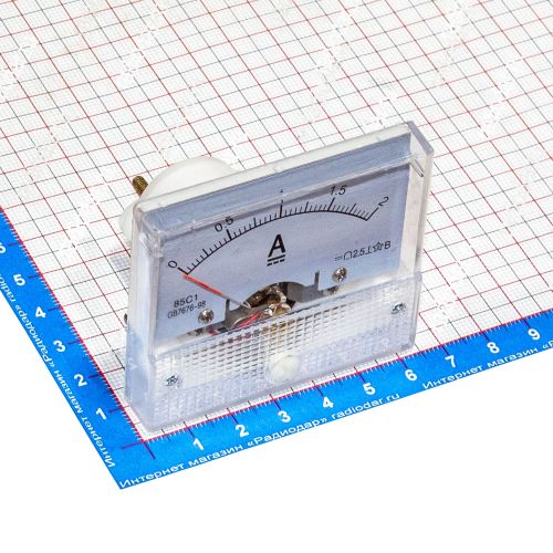 85C1-2A -стрелочный амперметр постоянного тока (прямой, 0-2А, 2.5, 64-56мм) -производство ZHFU