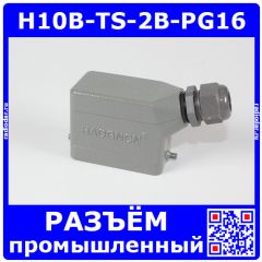 H10B-TS-2B-PG16 - корпус металлический для разъема HE-010-M/F на кабель, низкий, с боковым вводом PG16 (IP65, кабель Ø8÷14мм, 109х43.5х67мм) - производство HAOGNCN