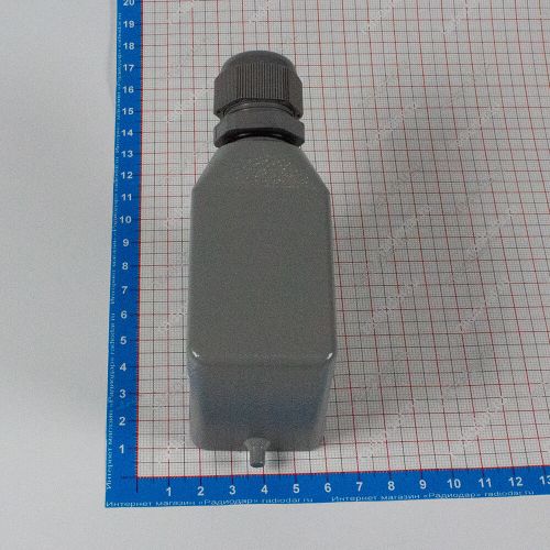 H10B-TS-2B-PG16 - корпус металлический для разъема HE-010-M/F на кабель, низкий, с боковым вводом PG16 (IP65, кабель Ø8÷14мм, 109х43.5х67мм) - производство HAOGNCN