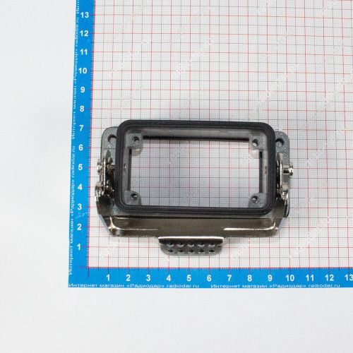 H10B-AG-LB - корпус низкий для разъема HE-010-M/F на панель, с фиксатором (IP65, 93х43.5х28.5мм) - производство HAOGNCN