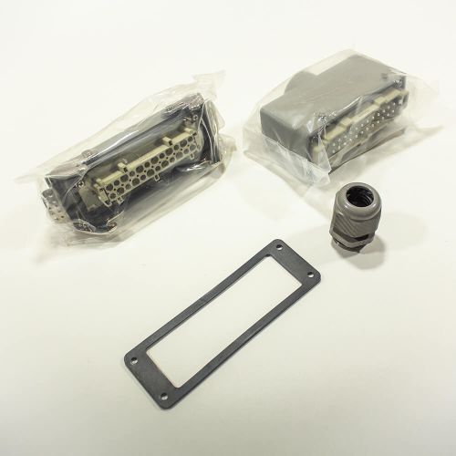 HDC-HE-024-2 -комплект промышленного разъема (500В, 24пин*16А, IP65, на кабель+на панель) - мод.02