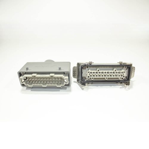 HDC-HE-024-2 -комплект промышленного разъема (500В, 24пин*16А, IP65, на кабель+на панель) - мод.02