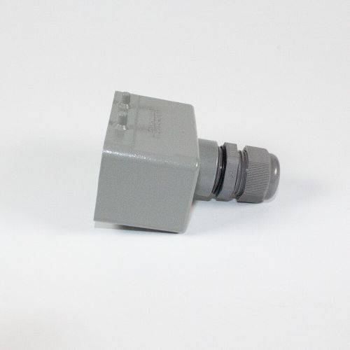 H10B-TG-M25 - корпус металлический для разъема HE-010-M/F на кабель, низкий, с верхним вводом M25х1.5 (IP65, кабель Ø13÷18мм, 73х43.5х84мм) - производство HAOGNCN
