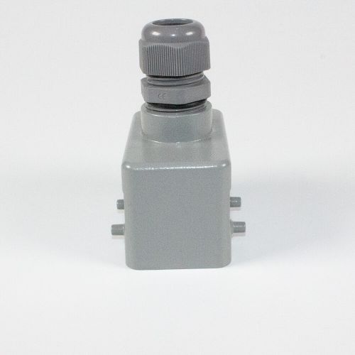 H10B-TG-M25 - корпус металлический для разъема HE-010-M/F на кабель, низкий, с верхним вводом M25х1.5 (IP65, кабель Ø13÷18мм, 73х43.5х84мм) - производство HAOGNCN