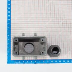 H10B-TG-M25 - корпус металлический для разъема HE-010-M/F на кабель, низкий, с верхним вводом M25х1.5 (IP65, кабель Ø13÷18мм, 73х43.5х84мм) - производство HAOGNCN
