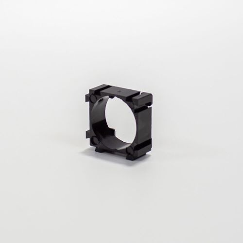 Крепежная рамка для аккумуляторной сборки из батарей 18650/18350/18500 (черный ABS-пластик, Ø18.4мм, 21.7х21.7х9.7мм)