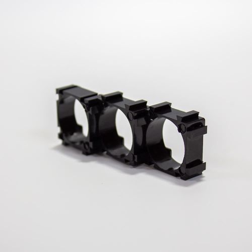 Крепежная рамка для аккумуляторной сборки из батарей 18650/18350/18500 (черный ABS-пластик, Ø18.4мм, 21.7х21.7х9.7мм)