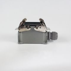 H10B-SGR-M25 - корпус высокий для разъема HE-010-M/F на панель, с двойным фиксатором и кабельным вводом М25х1.5 (IP65, кабель Ø8÷14мм, 121х52х60мм) - производство HAOGNCN
