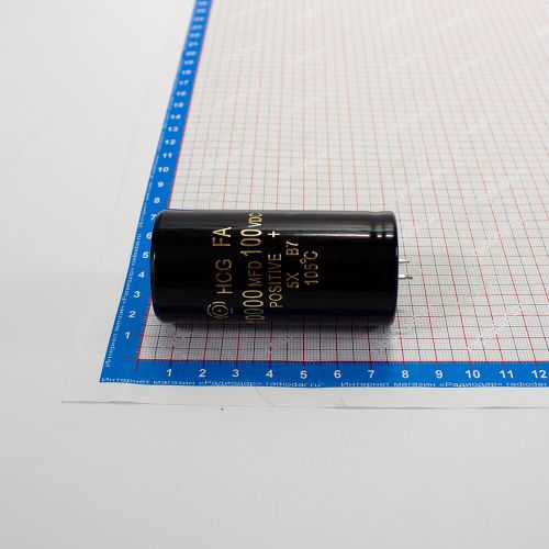 10000мкФ * 100В - электролитический конденсатор с выводами под пайку (10000uF, 100V, 105°C, HGC FA, Snap-IN, Ø35*70mm) - оригинал HITACHI