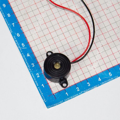 QC-BUZZ - излучатель звуковой пьезоэлектрический BUZZER (DC 3В÷24В, 2700±500Гц, 50дБ, Ø22.7хН11.5мм, SFM-20B)