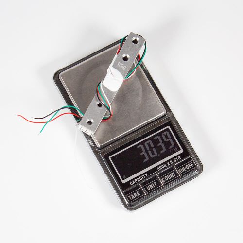 TD10+HX711AD - тензометрический датчик + модуль взвешивания (DC 3-12В, до 10кг, 80х13х13мм + плата 24х16мм)