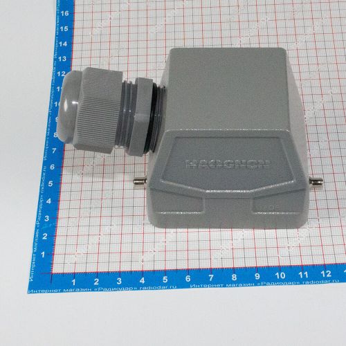 H10B-TSH-2B-PG21 - корпус металлический для разъема HE-010-M/F на кабель, высокий, с боковым вводом PG21 (IP65, кабель Ø13÷18мм, 100х43.5х74мм) - производство HAOGNCN