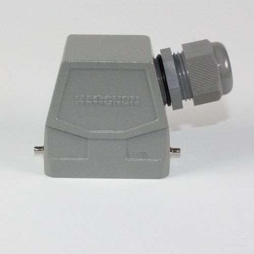 H10B-TSH-2B-PG21 - корпус металлический для разъема HE-010-M/F на кабель, высокий, с боковым вводом PG21 (IP65, кабель Ø13÷18мм, 100х43.5х74мм) - производство HAOGNCN