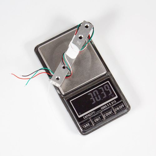 TD1+HX711AD - тензометрический датчик + модуль взвешивания (DC 3-12В, до 1кг, 80х13х13мм + плата 24х16мм)