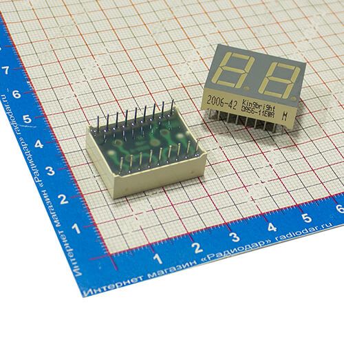 DA56-11EWA светодиодный индикатор (2*7, красный, об.анод) - оригинал Kingbright