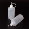 ФД100-1Б-С - пластиковый флакон-дозатор с тонким металлическим наконечником (100мл., прозрачная ёмкость, белая крышка, силиконовый колпачок)