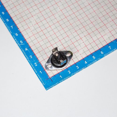 KSD301NC-80-16FCV - биметаллический термостат нормально замкнутый с фиксированным фланцем и ручным сбросом (80°С, 250В, 16А, вертикальные 6.3х0.8мм_QC-2)