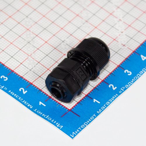 M8-2.54.5 - прямой кабельный ввод типа М_8х8мм (кабель Ø2.5÷4.5мм, PA66_черный нейлон, -40~+100°C, IP66) - производство Zhejiang