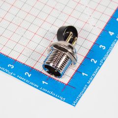 GX12-2PCB - разъём розетка на панель с штыревыми контактами и выводами 90° на плату (2 пин, 220В, 5А) - производство CiXu