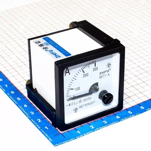 99T1-300/5A -стрелочный амперметр переменного тока (300А, через тр-р 300/5А, 2.5, 48*48*57мм) - ZHFU