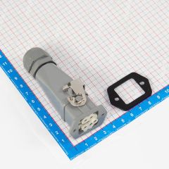 HDC-HA-004-2 - комплект гнездовой штекер на кабель + вилочная розетка на панель в модификации №2 (250В, 4*10А, 1*16А, IP65) - производство HAOGNCN