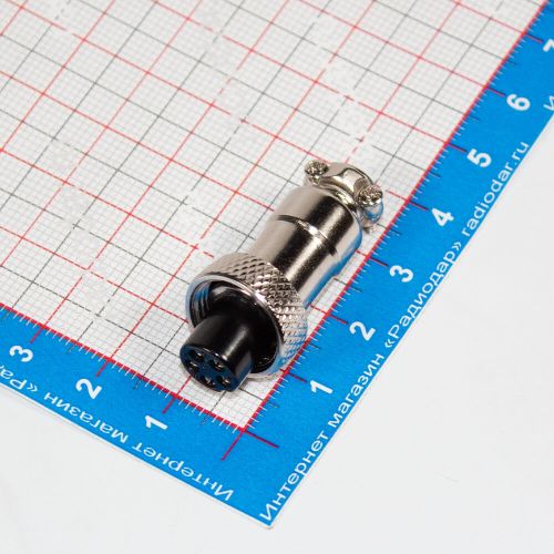 GX12-5A - разъём вилка на кабель с гнездовыми контактами (5 пин, 220В, 5А) - производство CiXu