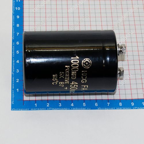 HCG FA 1000мкФ * 450В - конденсатор электролитический (1000мкФ±20%, 450В, 105°С, болт, D50хL70мм) - Hitachi ДЕМОНТАЖ!