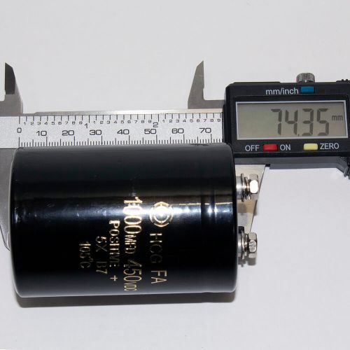 HCG FA 1000мкФ * 450В - конденсатор электролитический (1000мкФ±20%, 450В, 105°С, болт, D50хL70мм) - Hitachi ДЕМОНТАЖ!