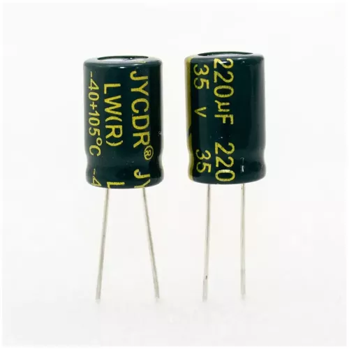 220мкФ*35В -конденсатор электролитический (220uF/35V, ±20%, LW(R), -40+105°C, 8*12мм) - JYCDR