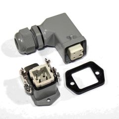HDC-HA-003-1 - комплект гнездовой штекер на кабель + вилочная розетка на панель в модификации №1 (250В, 3*10А, 1*16А, IP65) - производство HAOGNCN