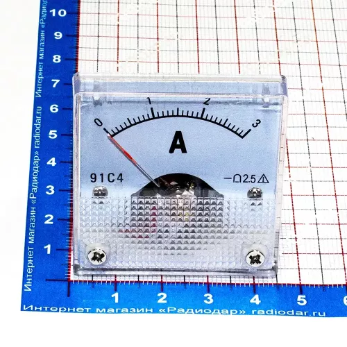 91C4-3A  -стрелочный амперметр постоянного тока (0-3А, 2.5, 45*45мм) - ZHFU
