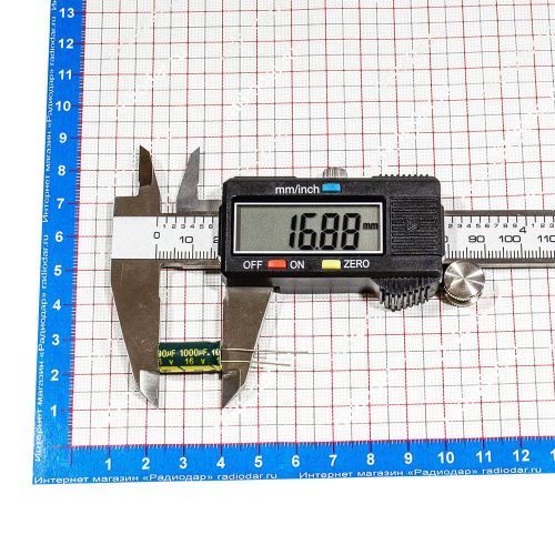 1000мкФ*16В -электролитический конденсатор (1000uF/16V, ±20%, LW(R), -40+105°C, 8*16мм) - JYCDR