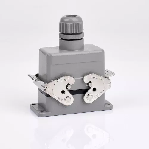 HDC-HE-010-2 - комплект вилочный штекер на кабель + розеточное гнездо на панель  в модификации №2