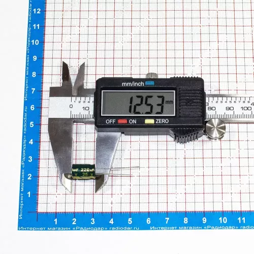 220мкФ*25В -конденсатор электролитический (220uF/25V, ±20%, LW(R), -40+105°C, 8*12мм) - JYCDR