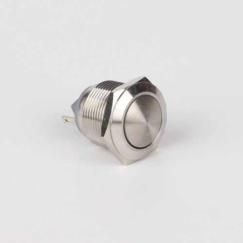 HS19B-10/J/N - антивандальные металлические кнопки (19мм, 2А, округлая, OFF-(ON), без фиксации, под терминал)