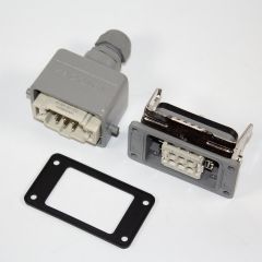 HDC-HE-006-2 - комплект вилочный штекер на кабель + розеточное гнездо на панель  в модификации №2