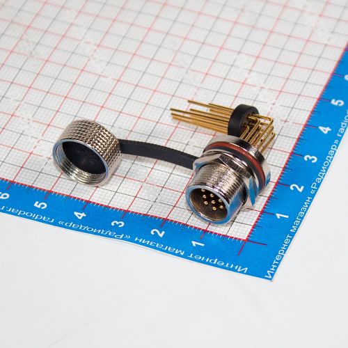 12G-10PCB - вилочный разъём на панель с 10 контактами "папа" на плату (220В, 5А) - производство CiXu