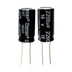 2200мкФ*16В -конденсатор электролитический (2200uF/16V, ±20%, -40+105°C, 10*20мм) - ChongX