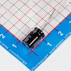 1000мкФ*10В - электролитический конденсатор (1000uF/10V, ±20%, -40+105°C, Ø8*12мм, DIP-2) - производство ChongX