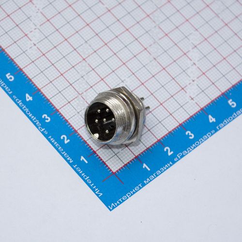 GX16-6B вилочное гнездо на панель (6-пин "папа") - производство CZPCon