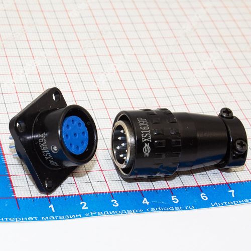 Комплект разъемов XS16J9P + XS16K9A (9 пин, 1.5мм, 400В) - вилочный штекер на кабель + розеточное гнездо на панель